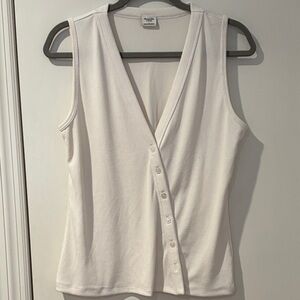 Abercrombie & Fitch Cream Button Down Sleeveless Top